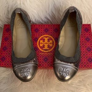 Tory Burch Gabby Metallic Python Print Flats